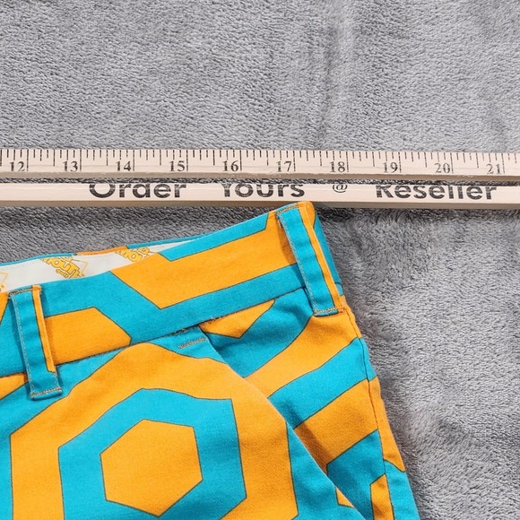 Loudmouth Golf Shorts Mens 34 Orange Blue Hex Pattern Geometric Summer‎ Fun Logo - Picture 9 of 12
